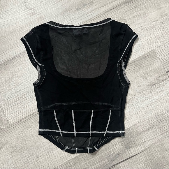 UO NYLA MESH CROPPED CORSET TOP IN BLACK Size Small - Picture 6 of 12